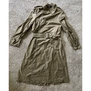 US Army Vintage 50s Korean War Rain Coat Military Trench 36 REG Nylon Taupe Read